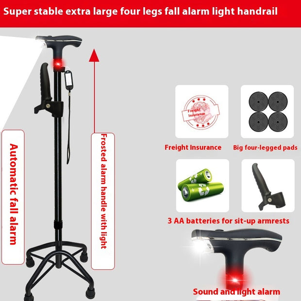 Smart LED Walking Cane – Non-Slip, Adjustable & SOS Alarm